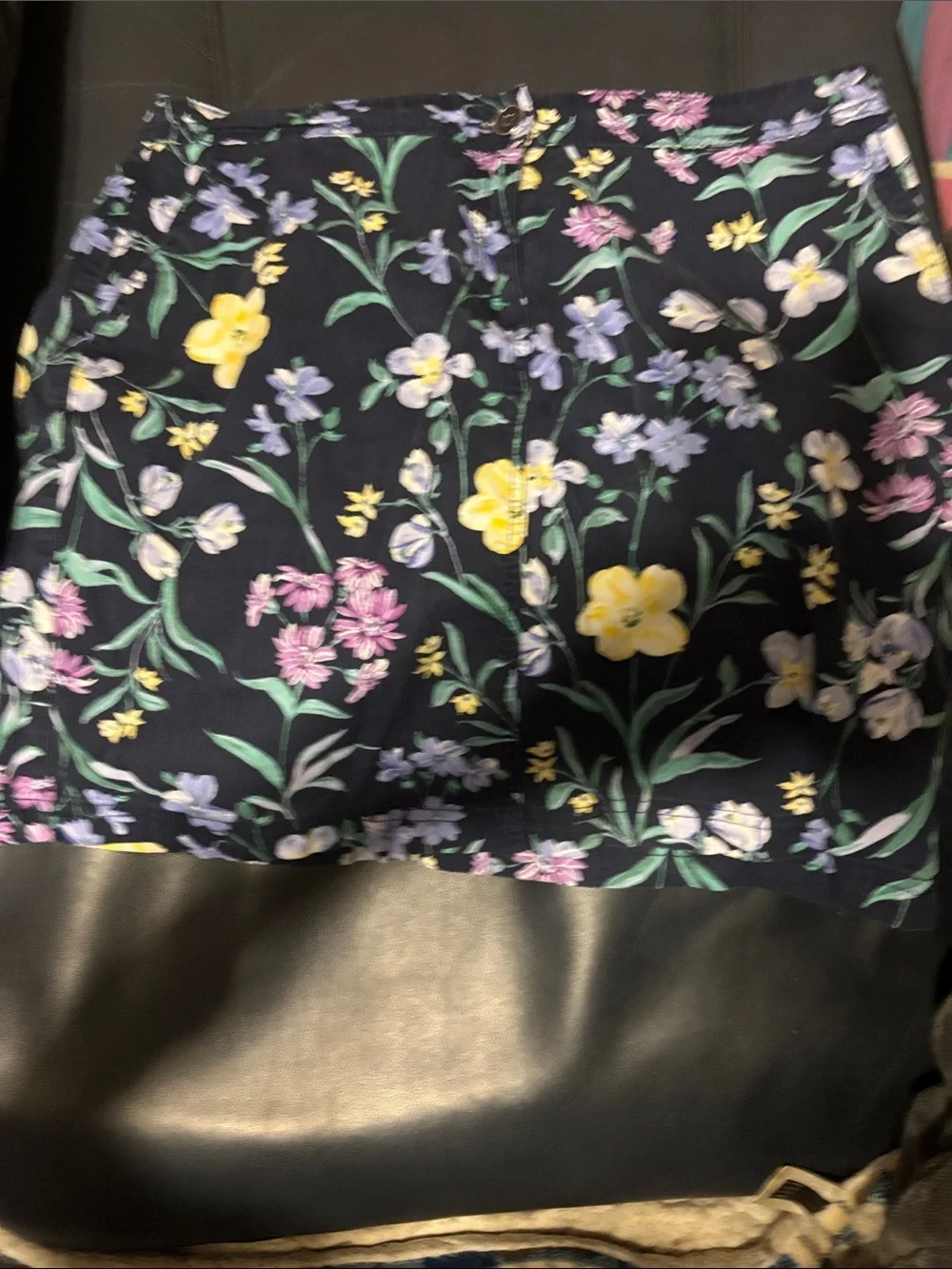 Karen Scott Navy Floral Skort with Yellow & Lavender Blooms